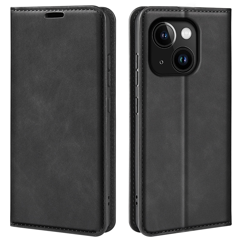 For iPhone 15 Scratch Resistant PU Leather Wallet Flip Case Skin-touch Stand Cover For iPhone 15 Scratch Resistant PU Leather Wallet Flip Case Skin-touch Stand Cover